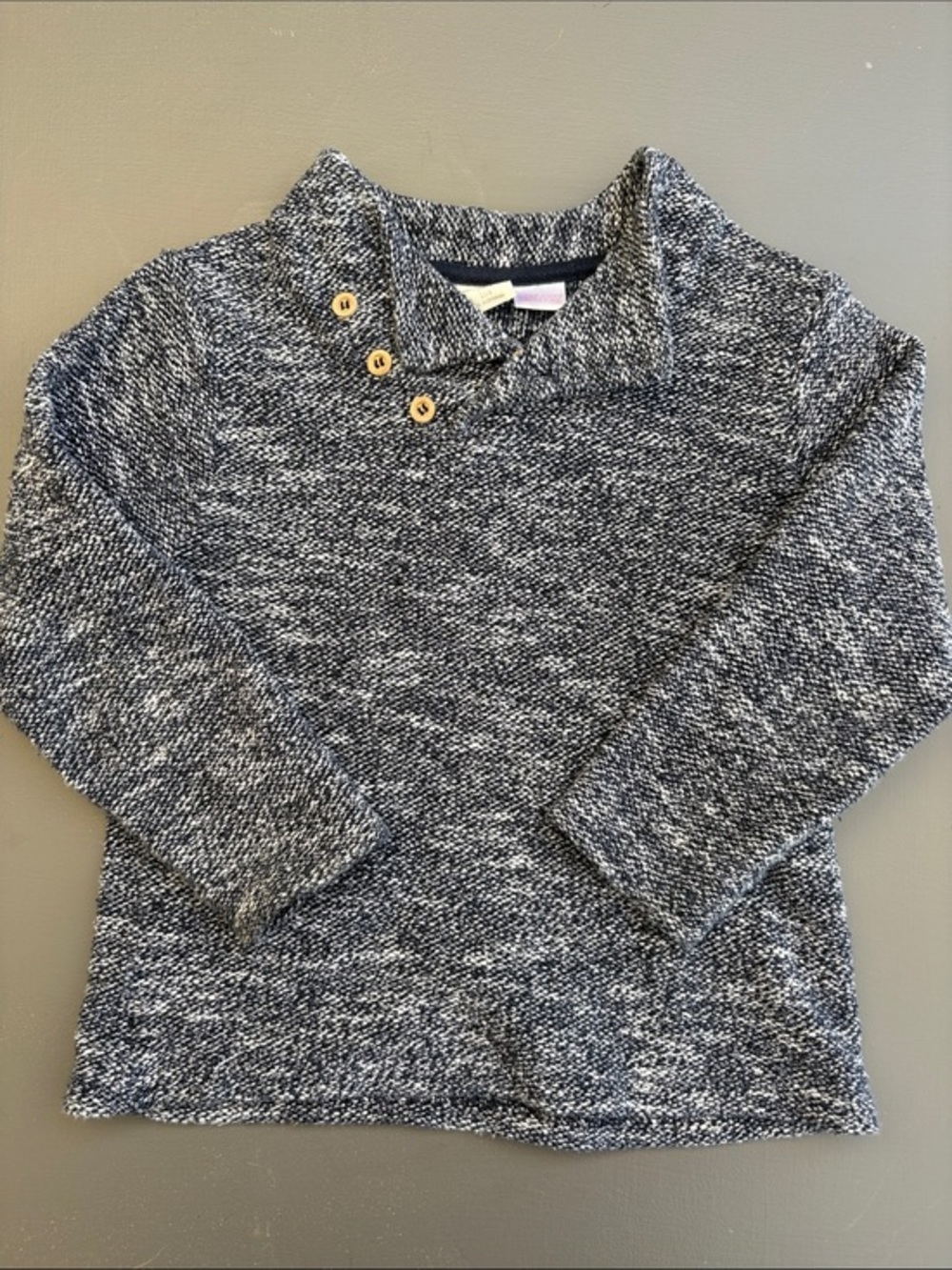 Zara Kids Cozy Navy & White Marled Button-Accent with faux wood buttons